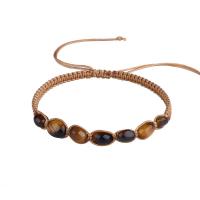 Gemstone Bracelets, Waxed Nylon Cord, with Gemstone, Round, Adjustable & different materials for choice, more colors for choice, Length:15-30 cm, Sold By PC