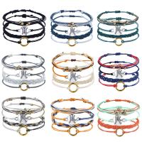 Fashion Create Wax Cord Bracelets, Waxed Nylon Cord, with Resin, with 4.72 inch extender chain, Round, 4 pieces & Adjustable & Unisex, more colors for choice, US Ring Size:1, Length:6.3 Inch, Sold By Set