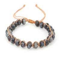 Gemstone Bracelets, Moonstone, with Waxed Nylon Cord, Round, Adjustable & Unisex, mixed colors, Length:17-30 cm, Sold By PC