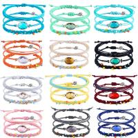 Crystal Bracelets, Waxed Nylon Cord, with Seedbead & Crystal, with 2.76 inch extender chain, Round, Adjustable & three pieces & fashion jewelry & for woman, more colors for choice, Length:6.3 Inch, Sold By Set