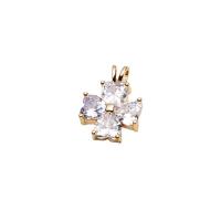 Cubic Zirconia Brass Pendants, with Cubic Zirconia, Flower, gold color plated, DIY & different styles for choice, more colors for choice, 20PCs/Lot, Sold By Lot