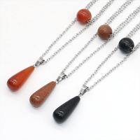 Natural Gemstone Necklace polished Double Layer & fashion jewelry & oval chain & for woman Sold Per Approx 50 cm Strand