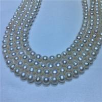 Perlas Redondas Freshwater, Perlas cultivadas de agua dulce, Bricolaje, Blanco, 8-9mm, Vendido para 40 cm Sarta