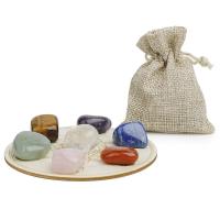Natural Stone Gemstone Chakra, with Middle Density Fibreboard & Linen, mixed colors, 20mm, Sold By Set