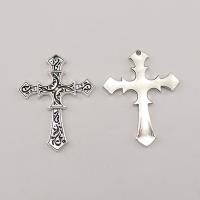 Tibetan Style Cross Pendants, plated, silver color, 50x39x2.70mm, 100PCs/Bag, Sold By Bag