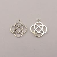 Tibetan Style Hollow Pendants, Chinese Knot, plated, silver color, 21x20x1.70mm, 100PCs/Bag, Sold By Bag