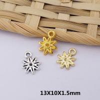 Tibetan Style Flower Pendants, plated, silver color, 13x10x1.50mm, 100PCs/Bag, Sold By Bag