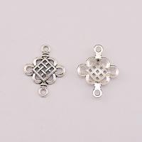 Tibetan Style Connector, Chinese Knot, plated, silver color, 25x19x3mm, 100PCs/Bag, Sold By Bag
