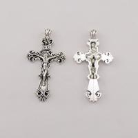 Tibetan Style Cross Pendants, plated, silver color, 66x33x4.70mm, 100PCs/Bag, Sold By Bag