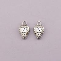 Tibetan Style Fruit Shape Pendants, Strawberry, plated, silver color, 17x10x3.70mm, 100PCs/Bag, Sold By Bag