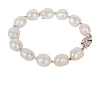 Bracelet en perles de culture d'eau douce, perle d'eau douce cultivée, avec Argent sterling 925, argent pur Fermoir baïonnette, pour femme, blanc, 10mm, Longueur:19 cm, Vendu par PC