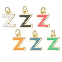 Brass Jewelry Pendants, Letter Z, gold color plated, fashion jewelry & DIY & enamel, more colors for choice, 8x10x1.50mm, Hole:Approx 2mm, 10PCs/Lot, Sold By Lot