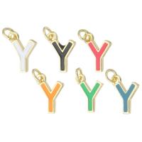 Brass Jewelry Pendants Letter Y gold color plated fashion jewelry & DIY & enamel Approx 2mm Sold By Lot