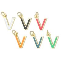 Brass Jewelry Pendants, Letter V, gold color plated, fashion jewelry & DIY & enamel, more colors for choice, 9.50x11x2mm, Hole:Approx 2mm, 10PCs/Lot, Sold By Lot