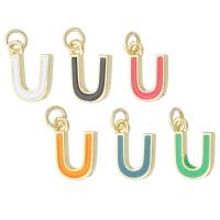 Brass Jewelry Pendants, Letter U, gold color plated, fashion jewelry & DIY & enamel, more colors for choice, 8x11x2mm, Hole:Approx 2mm, 10PCs/Lot, Sold By Lot