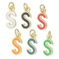 Brass Jewelry Pendants, Letter S, gold color plated, fashion jewelry & DIY & enamel, more colors for choice, 6x12x2mm, Hole:Approx 2mm, 10PCs/Lot, Sold By Lot
