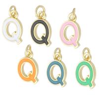 Brass Jewelry Pendants, Letter Q, gold color plated, fashion jewelry & DIY & enamel, more colors for choice, 7.50x11x1.50mm, Hole:Approx 2mm, 10PCs/Lot, Sold By Lot