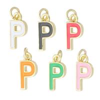 Brass Jewelry Pendants, Letter P, gold color plated, fashion jewelry & DIY & enamel, more colors for choice, 6x12x1.50mm, Hole:Approx 2mm, 10PCs/Lot, Sold By Lot