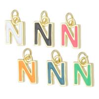Brass Jewelry Pendants Letter N gold color plated fashion jewelry & DIY & enamel Approx 2mm Sold By Lot