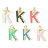 Brass Jewelry Pendants, Letter K, gold color plated, fashion jewelry & DIY & enamel, more colors for choice, 8x10x1.50mm, Hole:Approx 2mm, 10PCs/Lot, Sold By Lot