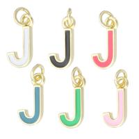 Brass Pendant Letter J gold color plated fashion jewelry & DIY & enamel Approx 2mm Sold By Lot