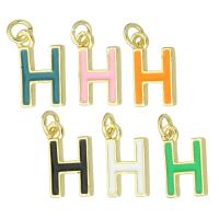 Brass Pendant Letter H gold color plated fashion jewelry & DIY & enamel Approx 2mm Sold By Lot