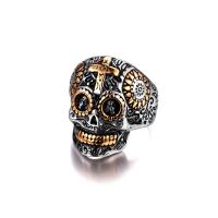 Stainless Steel Finger Ring 304 Stainless Steel Skull Vacuum Ion Plating fashion jewelry & polished & for man & blacken Sold By PC