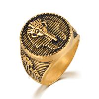 Rozsdamentes acél Finger Ring, 304 rozsdamentes acél, divat ékszerek & csiszolt & különböző méretű a választás & az ember & megfeketedik, arany, Által értékesített PC