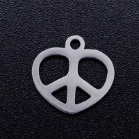 Edelstahl -Herz-Anhänger, 201 Edelstahl, Modeschmuck & poliert & Frieden Logo-Design & DIY & unisex, keine, 12x11.20mm, 5PCs/Tasche, verkauft von Tasche