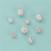 925 Sterling Silver Beads, Round, DIY & different size for choice & hollow, silver color, Sold By PC