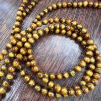 Perles en corail naturel, Rond, DIY, doré, Vendu par Environ 40 cm brin