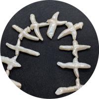 Barock kultivierten Süßwassersee Perlen, Natürliche kultivierte Süßwasserperlen, Kreuz, poliert, DIY, weiß, 15x30-30-60mm, verkauft per ca. 38 cm Strang