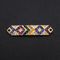 Cubic Zirconia Micro Pave Brass Connector, micro pave cubic zirconia, mixed colors, 6x26mm, Sold By PC