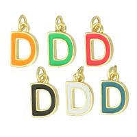 Bijoux pendentifs en laiton, Lettre D, Placage de couleur d'or, bijoux de mode & DIY & émail, plus de couleurs à choisir, 7.50x11x1.50mm, Trou:Environ 2mm, 10PC/lot, Vendu par lot