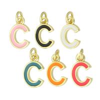 Brass Jewelry Pendants, Letter C, gold color plated, fashion jewelry & DIY & enamel, more colors for choice, 7x11x1.50mm, Hole:Approx 2mm, Sold By Lot