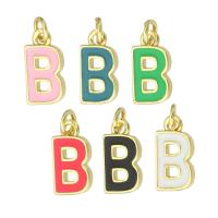 Brass Jewelry Pendants, Letter B, gold color plated, fashion jewelry & DIY & enamel, more colors for choice, 6x11.50x1.50mm, Hole:Approx 2mm, 10PCs/Lot, Sold By Lot