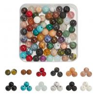 misto de pedras semi-preciosas grânulos, miçangas, Roda, joias de moda & DIY, cores misturadas, 8-9mm, Buraco:Aprox 1-1.5mm, vendido por box