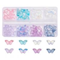Fashion Glasperler, Glas, Butterfly, mode smykker & du kan DIY, blandede farver, 109x63x15mm, 80pc'er/Box, Solgt af Box