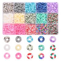 Polymer Clay Beads, Round, fashion jewelry & DIY, mixed colors, 158x96x17mm, Hole:Approx 1.8mm, 2400PCs/Box, Sold By Box