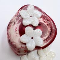 Γλυκού νερού Shell Χάντρα Cap, Λουλούδι, Σκαλιστή, DIY, λευκό, 18mm, Sold Με PC