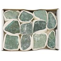 South African Jade Minerals Specimen with paper box irregular green Sold By Box