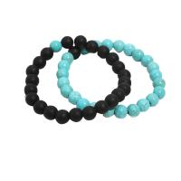 Gemstone Bracelets Natural Stone Round & Unisex 8mm Length Approx 7.5 Inch Approx Sold By Pair