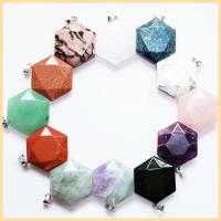 Полудрагоценный камень подвеска, Шестиугольник, Мужская & разные стили для выбора, Много цветов для выбора, 30x28x9mm, длина:Приблизительно 38 см, продается PC