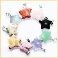 Gemstone Pendant, Star, Unisex & different styles for choice, more colors for choice, 25x25x8mm, Length:Approx 38 cm, Sold By PC