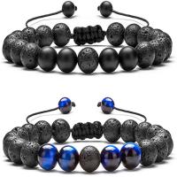 Gemstone Bracelets Natural Stone with Lava Round Adjustable & Unisex 8mm Length Approx 7-9.4 Inch Sold By PC