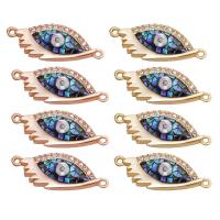 Cubic Zirconia Micro Pave Brass Connector with Abalone Shell Evil Eye plated DIY & micro pave cubic zirconia nickel lead & cadmium free Sold By PC