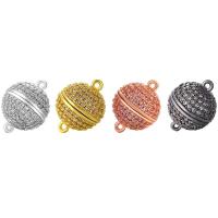 Brass Magnetic Clasp, Round, plated, DIY & different size for choice & micro pave cubic zirconia, more colors for choice, nickel, lead & cadmium free, Sold By PC