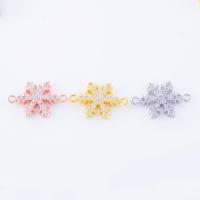 Cubic Zirconia Micro Pave Brass Connector Snowflake plated DIY & micro pave cubic zirconia nickel lead & cadmium free Sold By PC