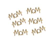 Cubic Zirconia Micro Pave Brass Connector Alphabet Letter gold color plated DIY & micro pave cubic zirconia golden nickel lead & cadmium free Sold By PC