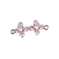 Cubic Zirconia Micro Pave Brass Connector Flower plated DIY & micro pave cubic zirconia nickel lead & cadmium free Sold By PC
